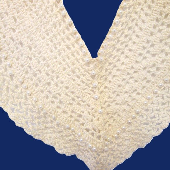 Vtg Victorian style crocheted pearl lined dress collar with pearl button closure - Picture 13 of 13